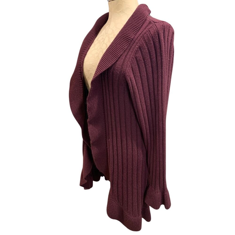 18/20 Avenue Sweater Collection Womens Eggplant Open Cardigan - Picture 3 of 9